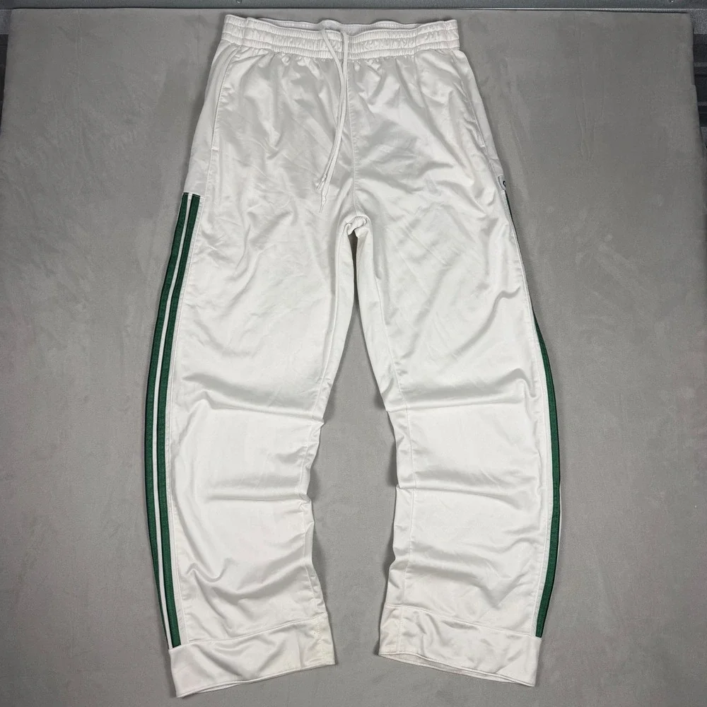 Y2K Mens Adidas Vintage Track Pants White Green Baggy XL
